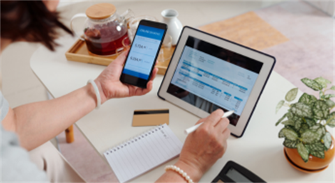 Person paying water bill online