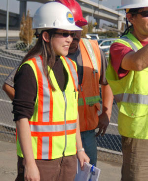 Associate Engineer-Supervisor Jackie Yee visits a project site for the District.